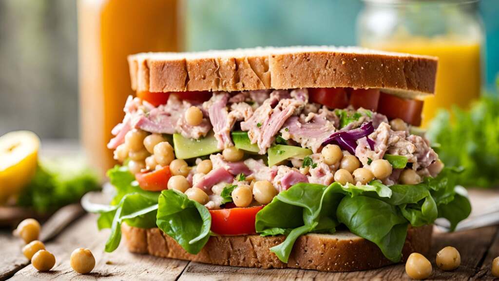 High Protein Tuna & Chickpea Salad Sandwich