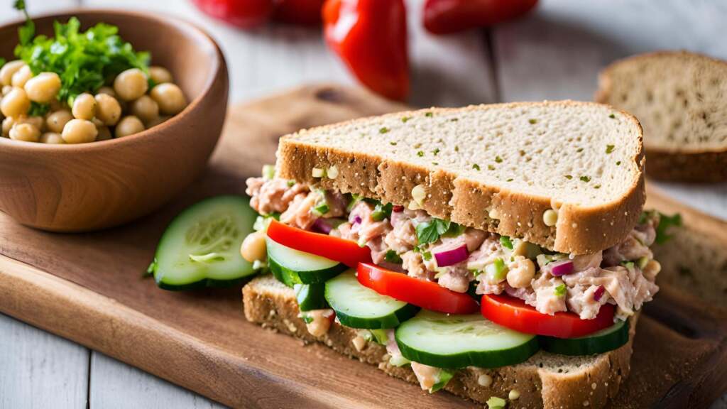 High Protein Tuna & Chickpea Salad Sandwich